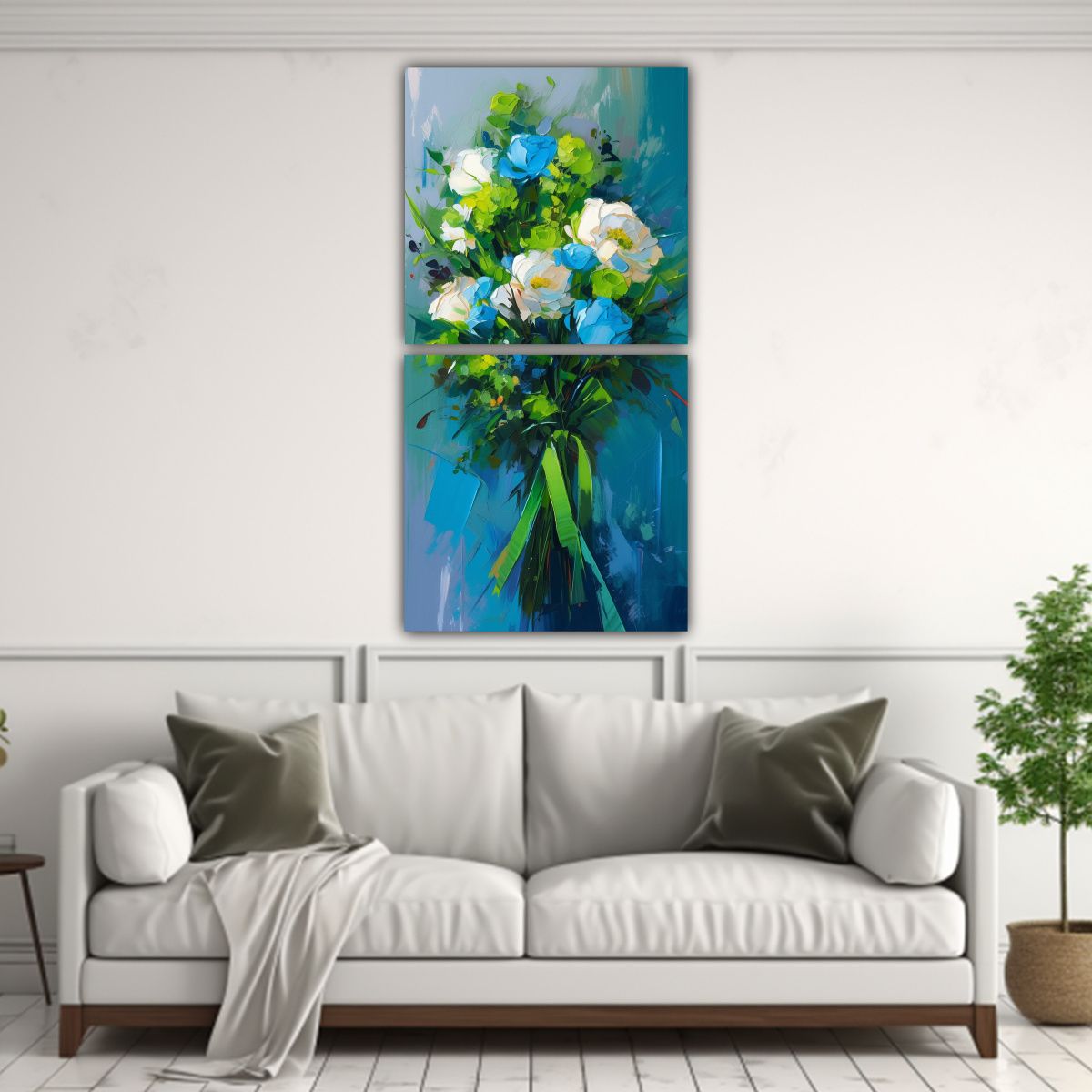 GENERICO - Pintura En Lienzo De Flores En Colores Verde Y 70x140 Cm