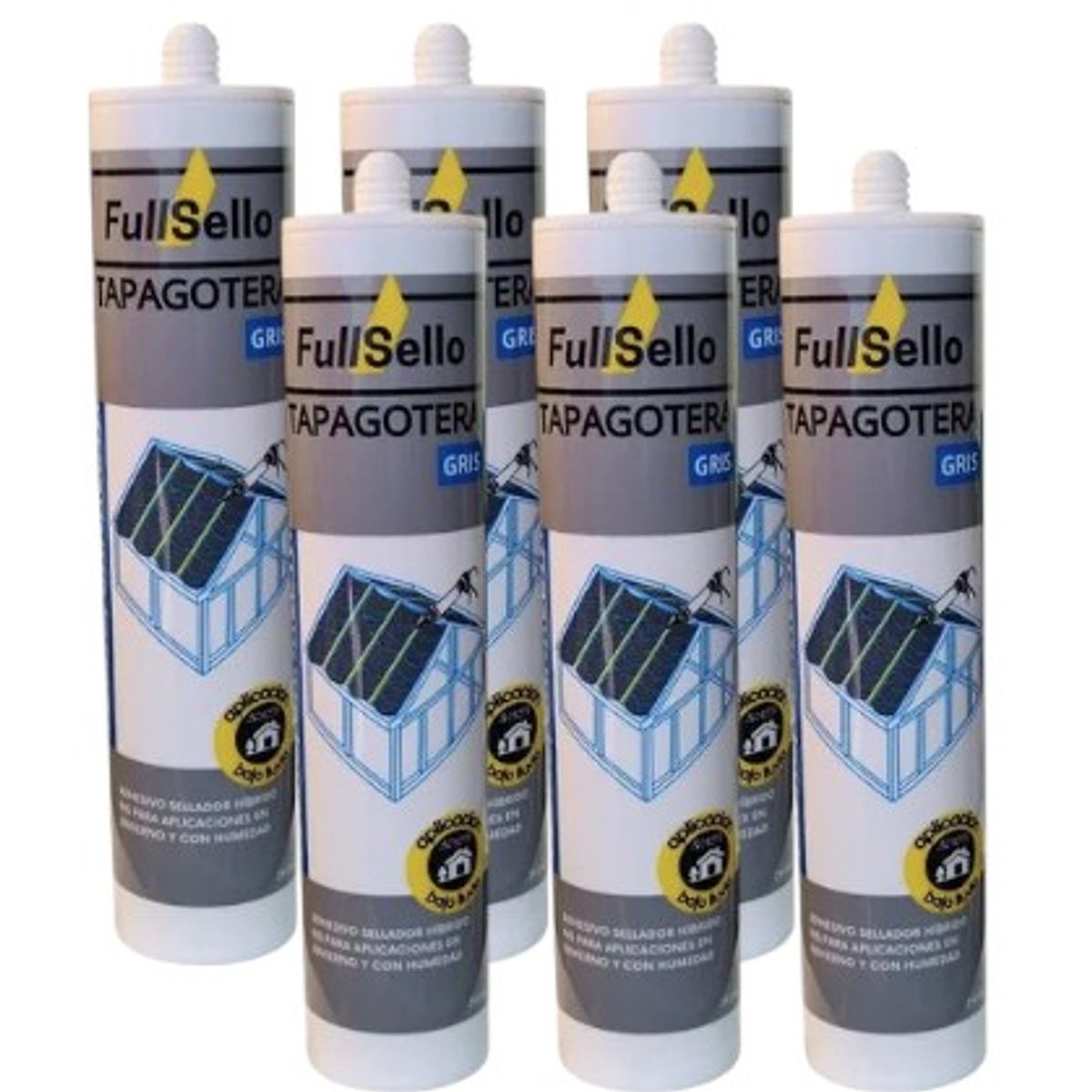 FULLSELLO - Pack x6 Silicona Tapagoteras Fullsello Aplicacion Bajo Lluvia