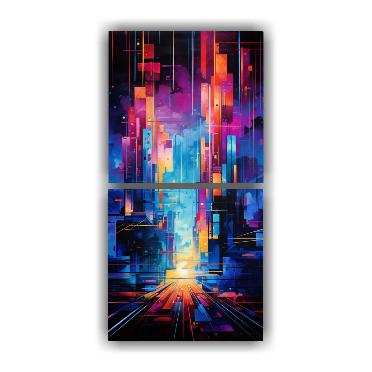 GENERICO - Lienzos Abstractos De La Ciudad En Luces Neón 70x140 Cm