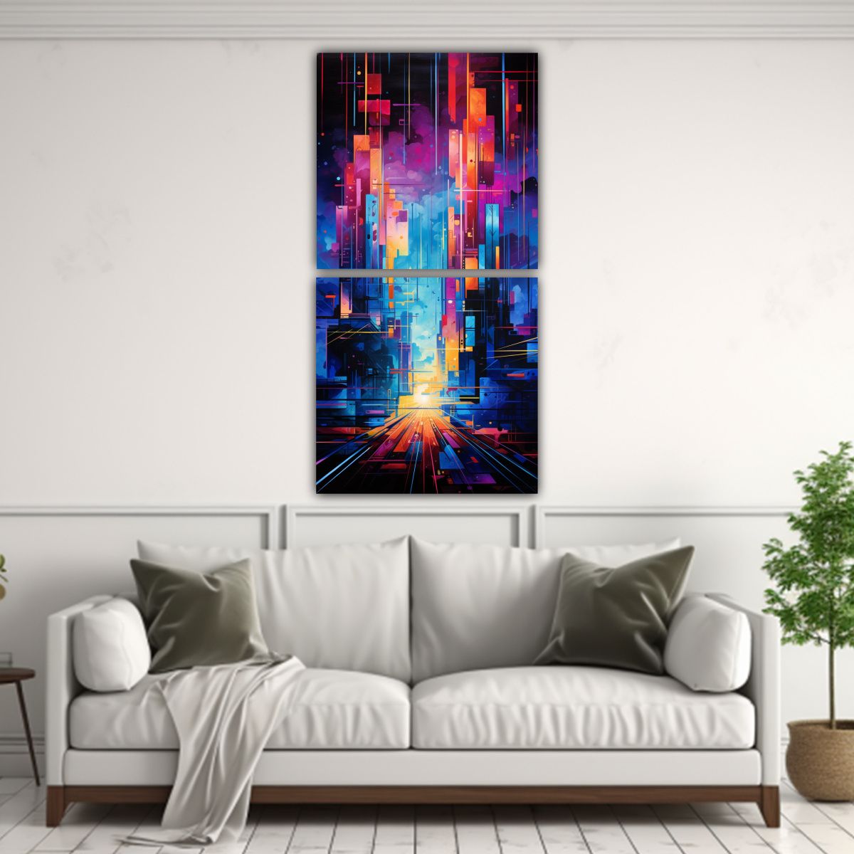 GENERICO - Lienzos Abstractos De La Ciudad En Luces Neón 70x140 Cm