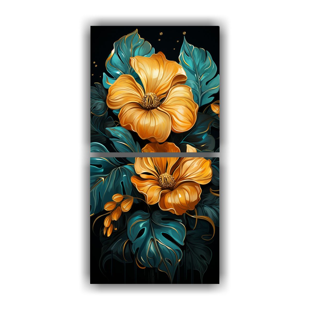 GENERICO - Pinturas Decorativas De Dos Hojas De Monstera En 70x140 Cm