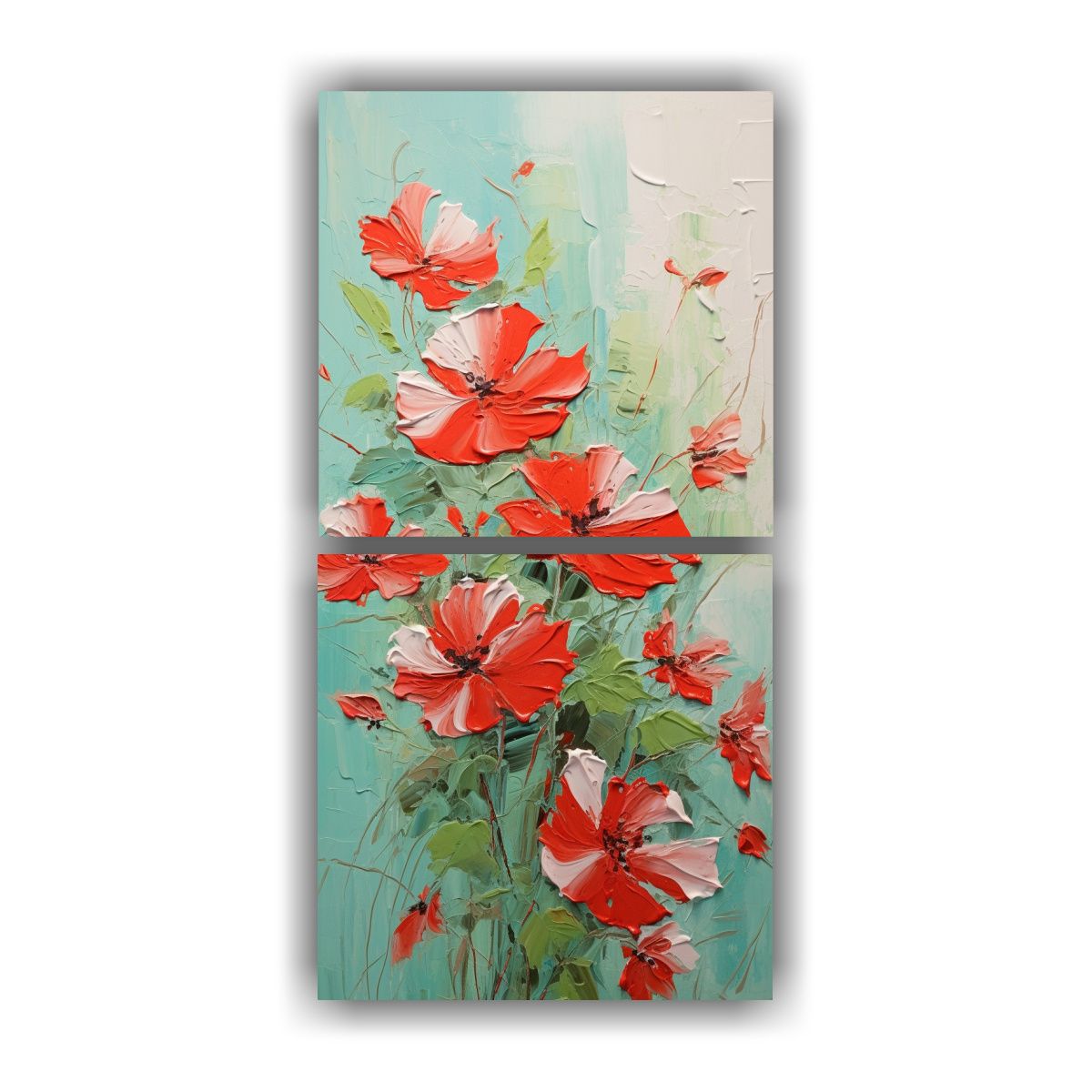 GENERICO - Pintura En Lienzo De Flores Cálidas En Verde Y 70x140 Cm