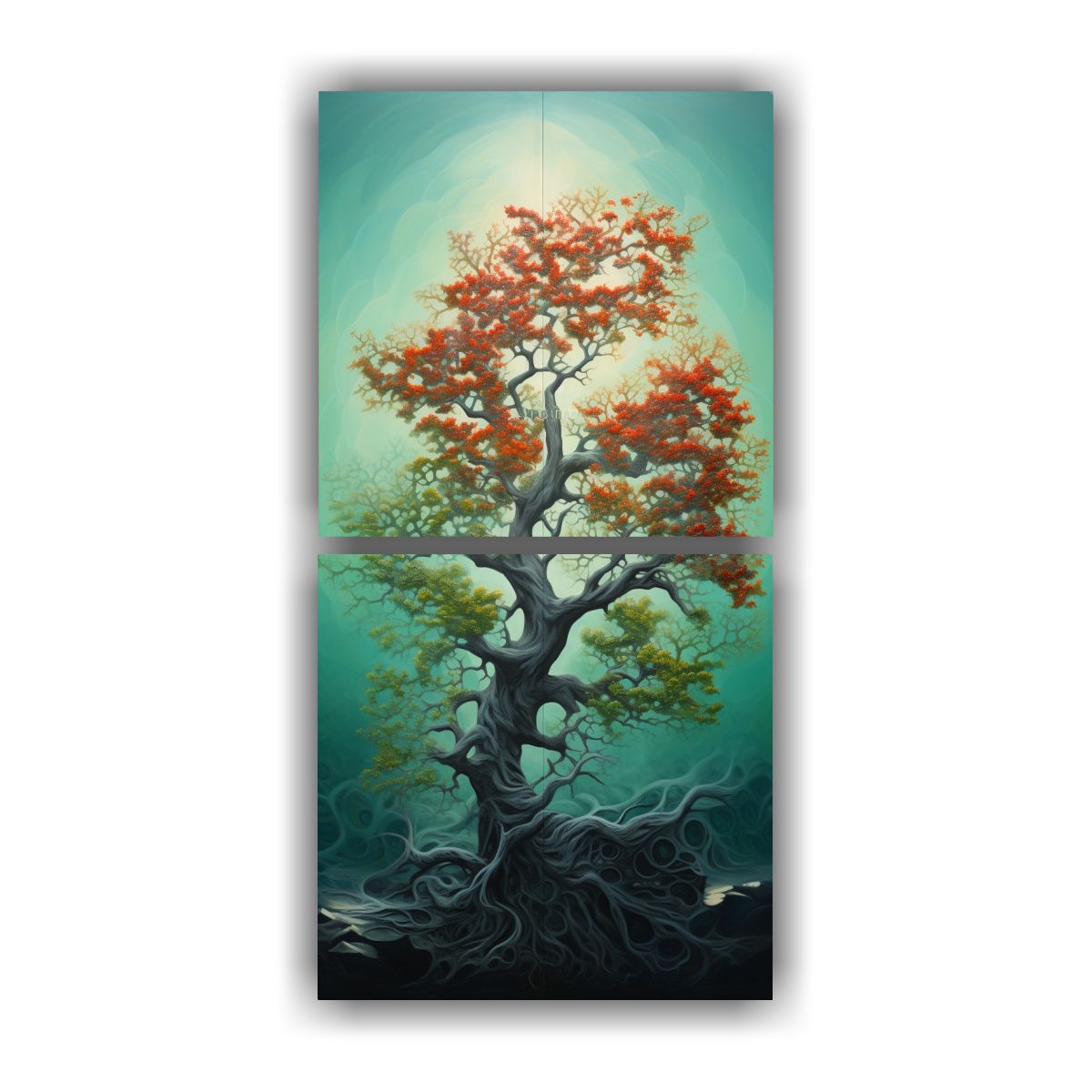 GENERICO - Pintura Abstracta De árbol De Acebo De 2 Bellas 80x160 Cm