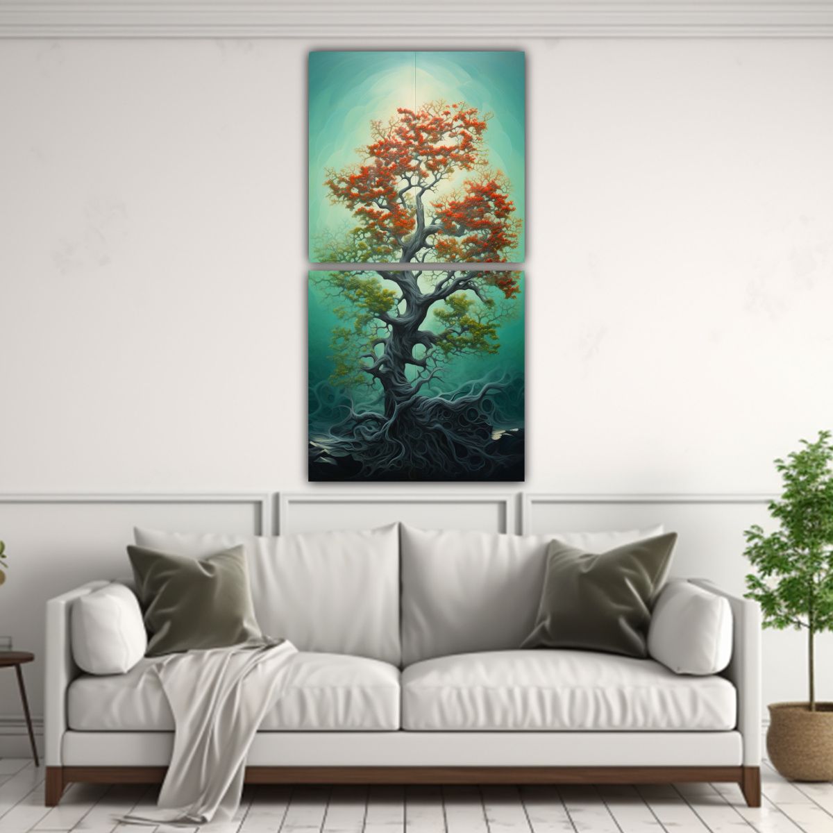GENERICO - Pintura Abstracta De árbol De Acebo De 2 Bellas 80x160 Cm