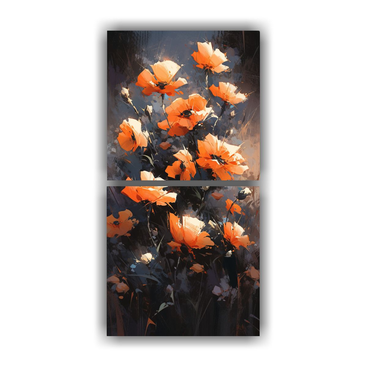 GENERICO - Pintura De Flores En Lienzo A Colorido Naranja Y 80x160 Cm