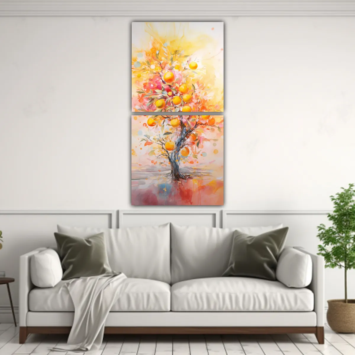 GENERICO - Cuadro Abstracto En Tonos Dorados Y Rosas De Un 70x140 Cm