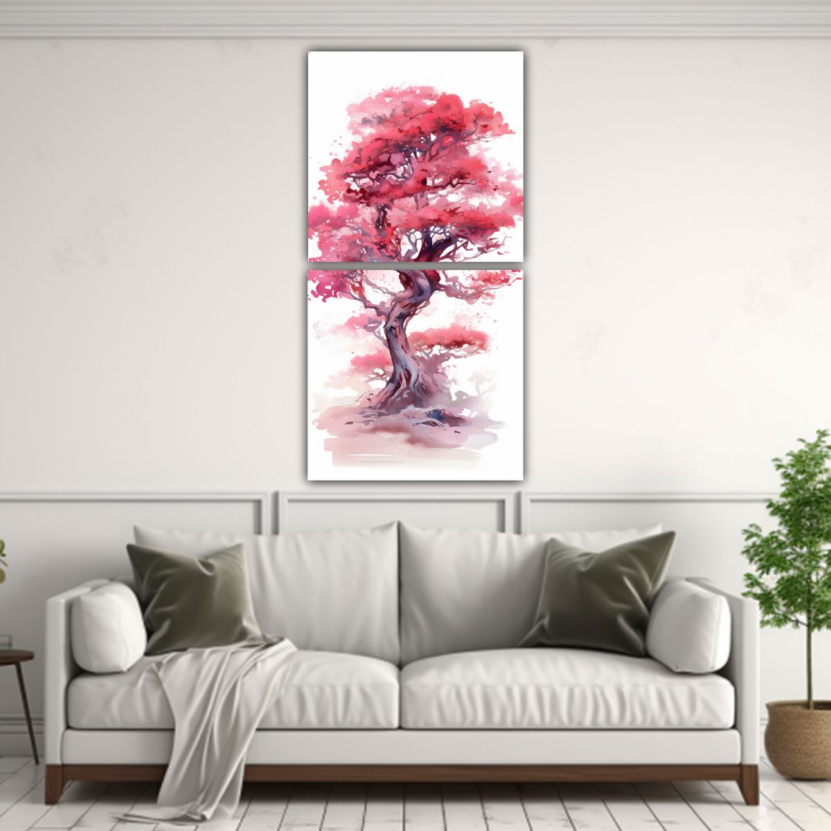 GENERICO - Pintura Abstracta De Un árbol De Enebro Rojo Y 70x140 Cm