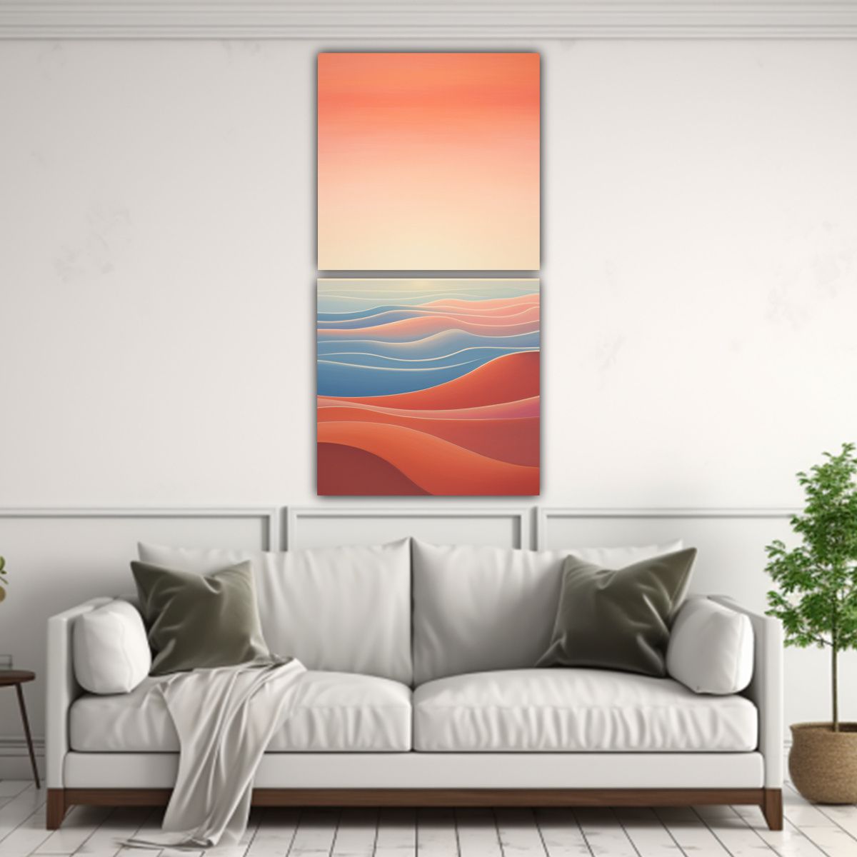 GENERICO - Díptico Impreso De Pinturas Abstractas De 70x140 Cm