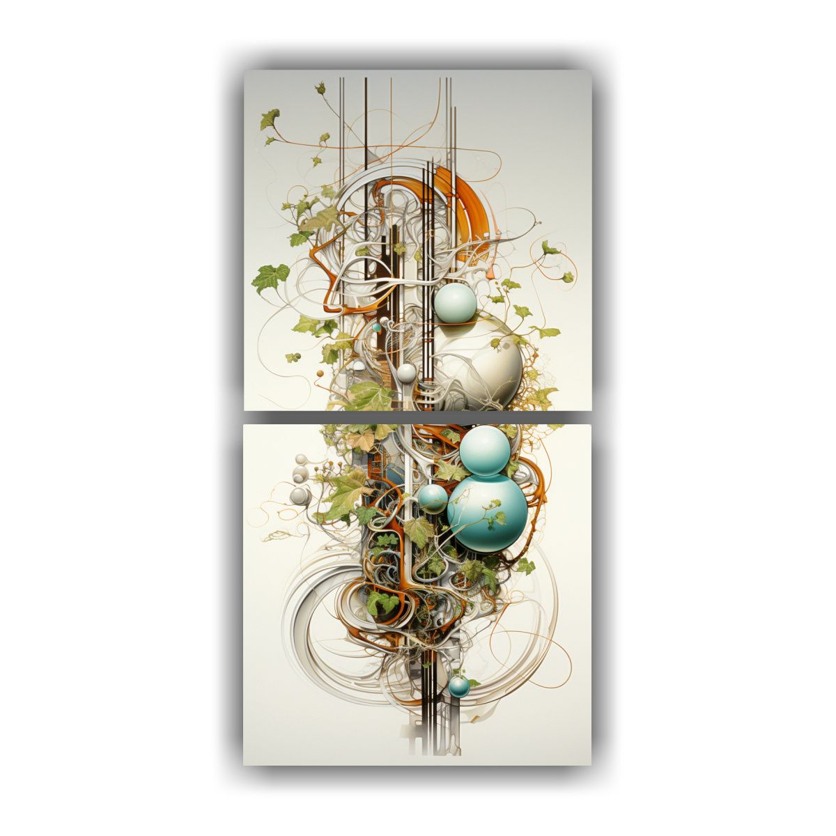 GENERICO - Dos Lienzos De Tela Acuarela Abstracto Fusión De 70x140 Cm