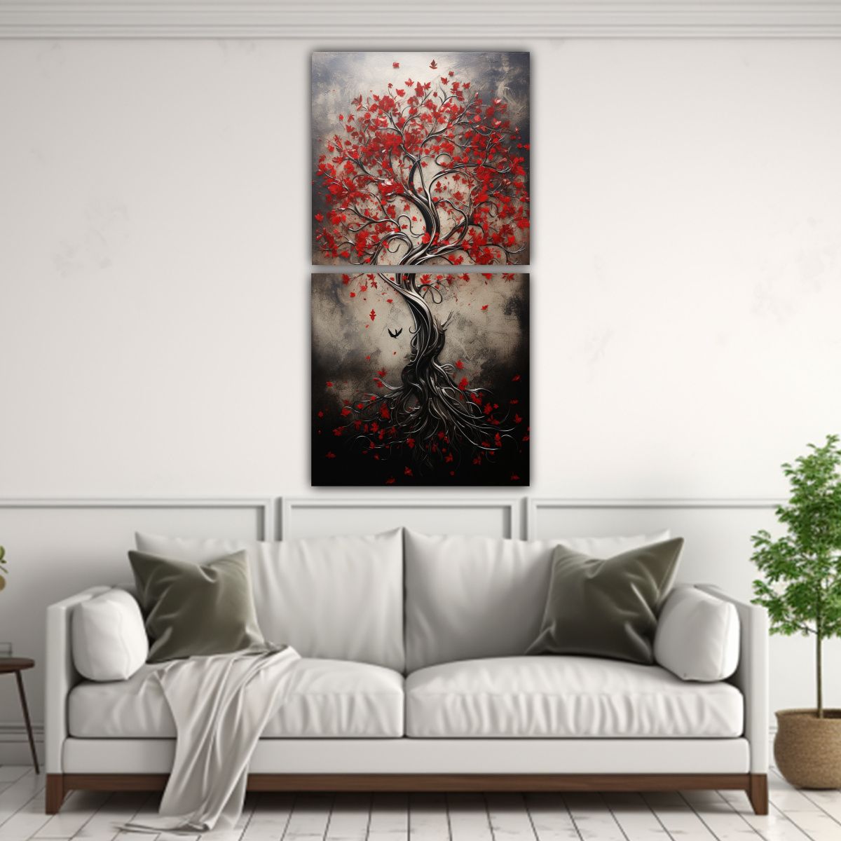 GENERICO - Pinturas Decorativas De árbol En Rojo Y 80x160 Cm