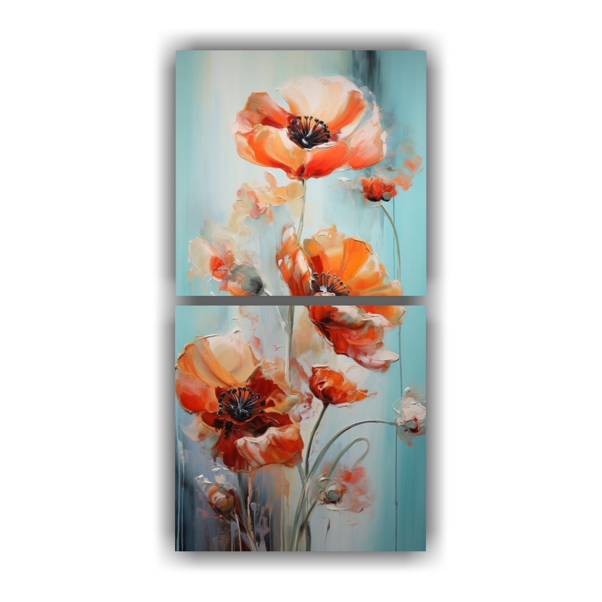 GENERICO - Pintura Abstracta De Amapolas En óleo De Alta 70x140 Cm