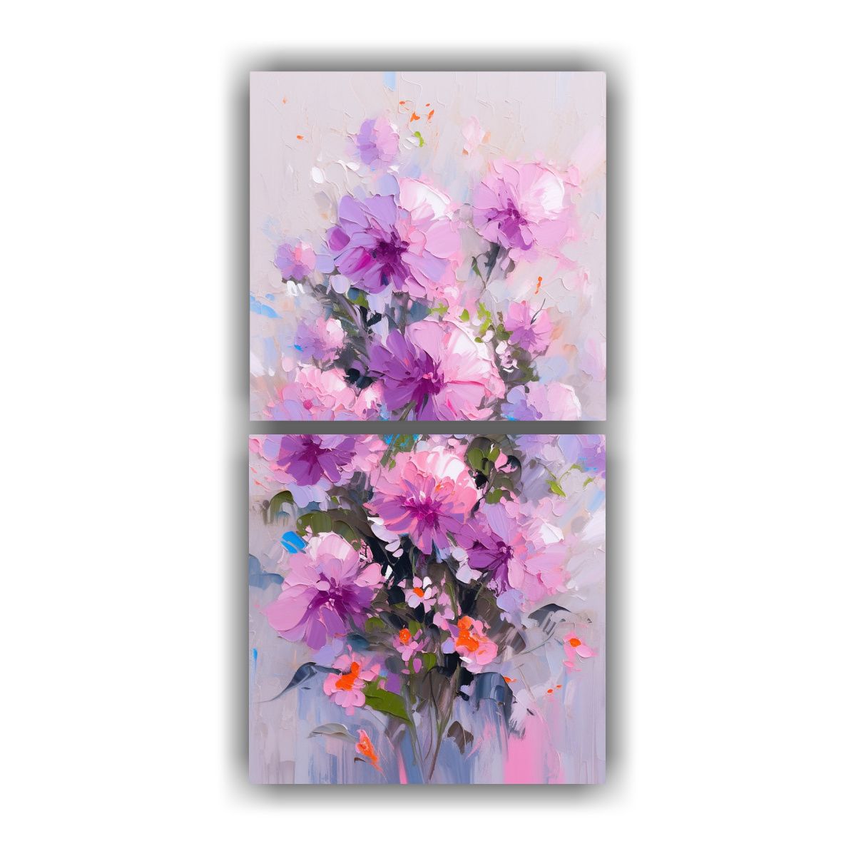 GENERICO - Pintura En Lienzo De Flores En Colores Morado Y 70x140 Cm