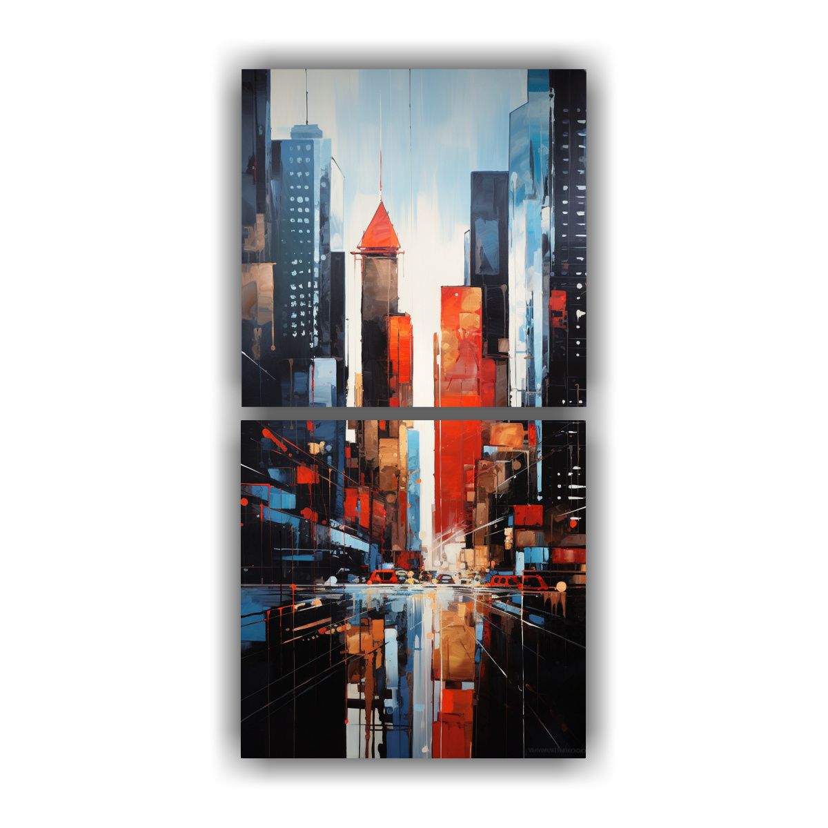 GENERICO - Cuadro Abstracto De Nueva York En Tonos Armoniosos 80x160 Cm