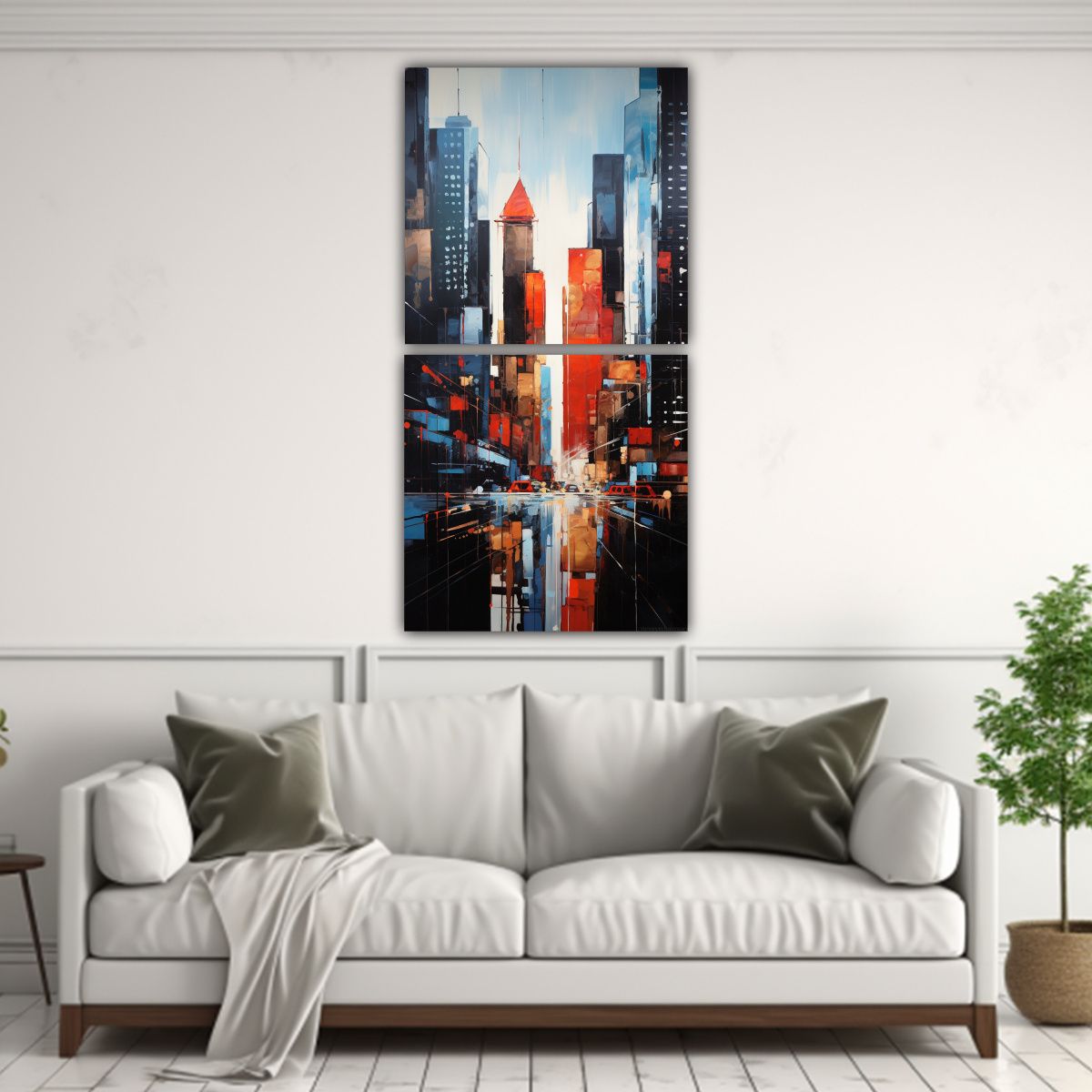 GENERICO - Cuadro Abstracto De Nueva York En Tonos Armoniosos 80x160 Cm