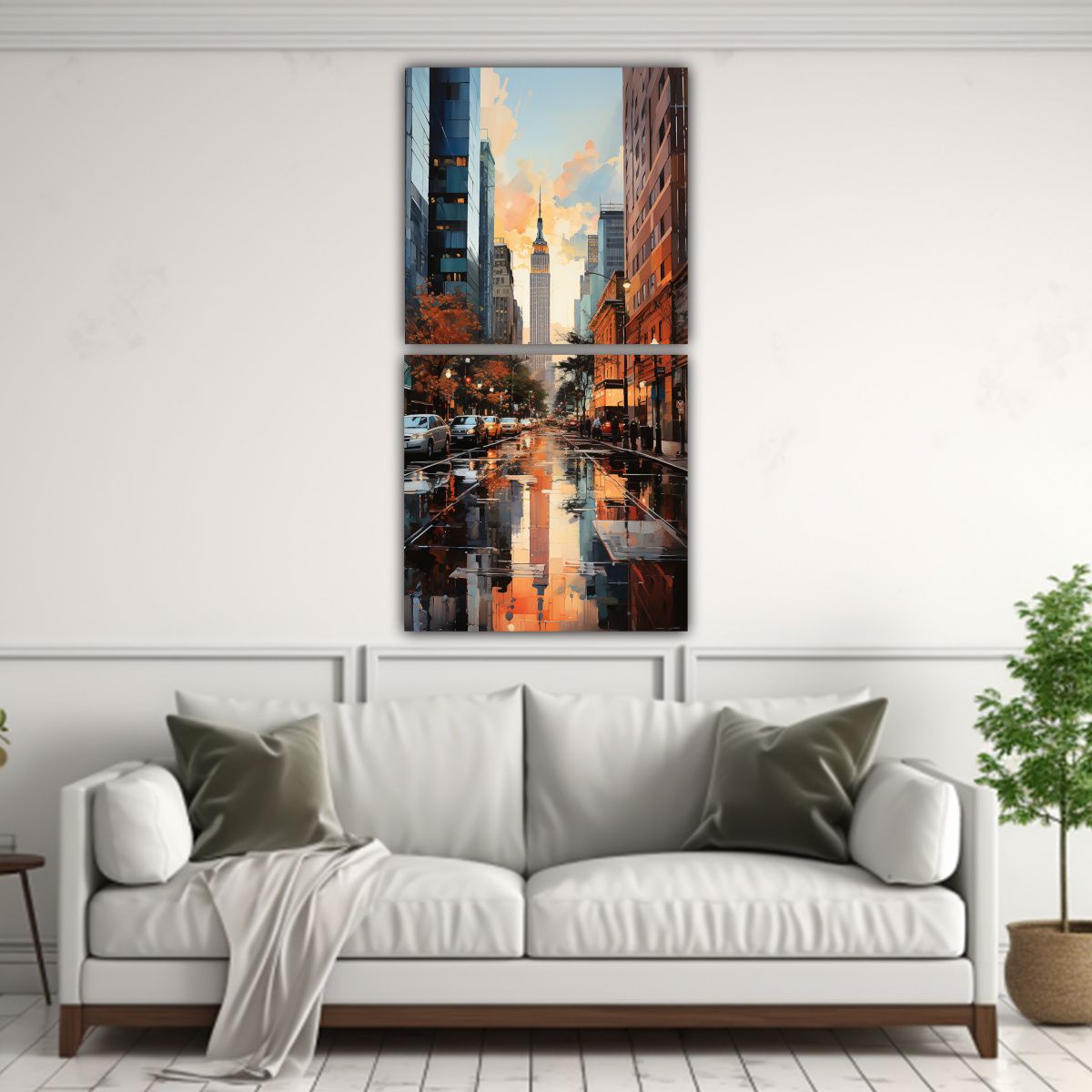 GENERICO - Cuadro Dibujo Belleza De Una Calle Urbana Ocupada 80x160 Cm