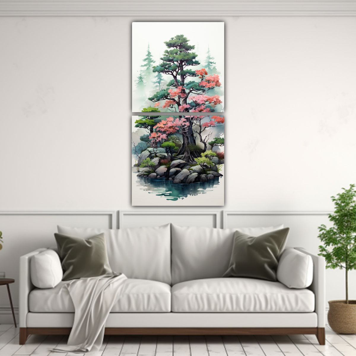 GENERICO - Pintura Decorativa De Árbol De Bonsái Abeto En 80x160 Cm