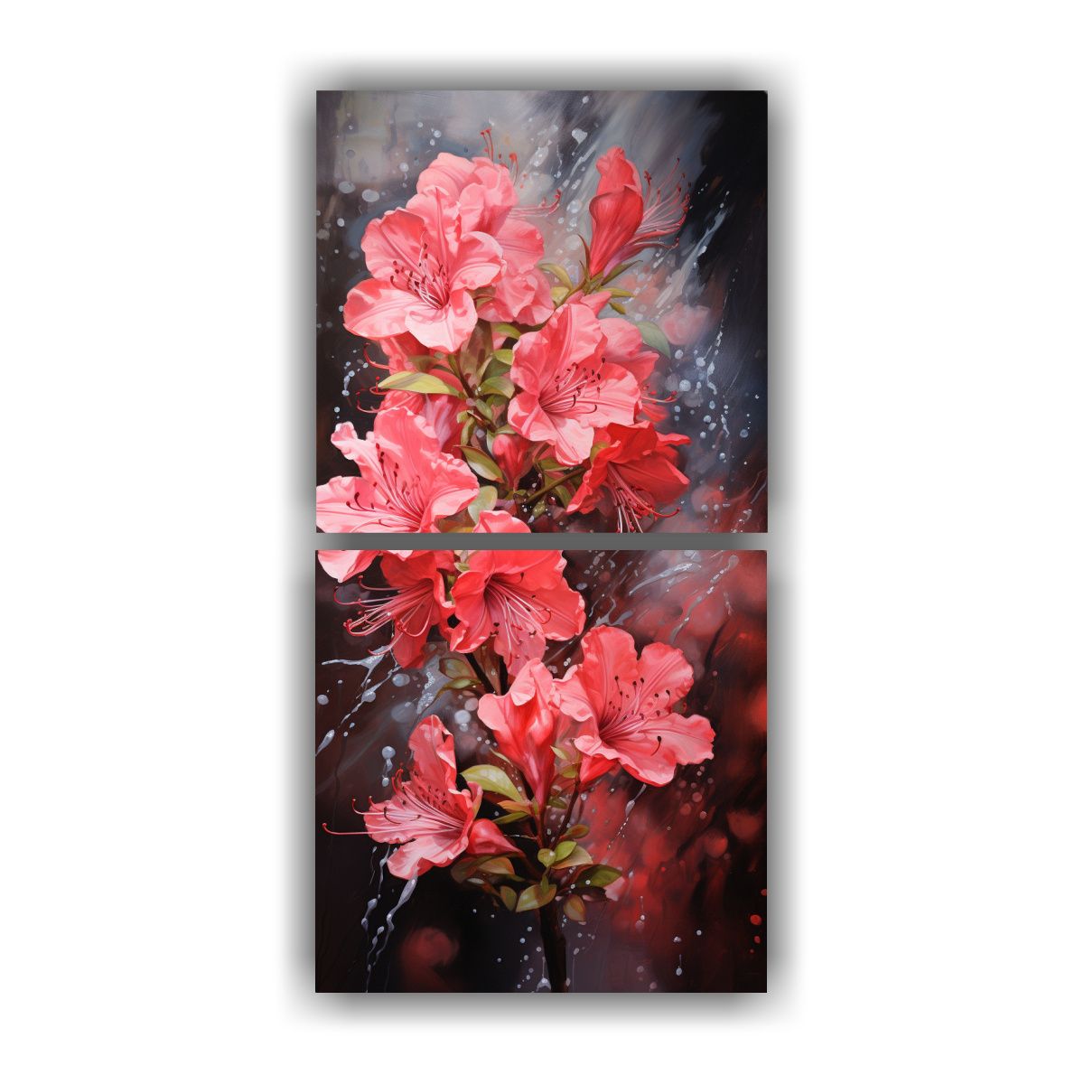 GENERICO - Set De 2 Artes Imagen Adorno A Rhododendrons 70x140 Cm