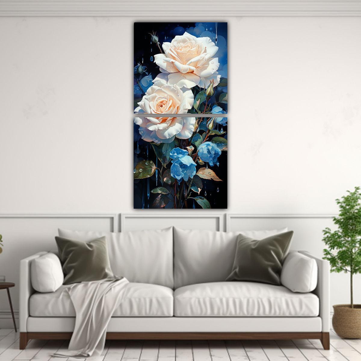 GENERICO - Pintura Abstracta Inspiradora De Rosas Turquesa Y 80x160 Cm