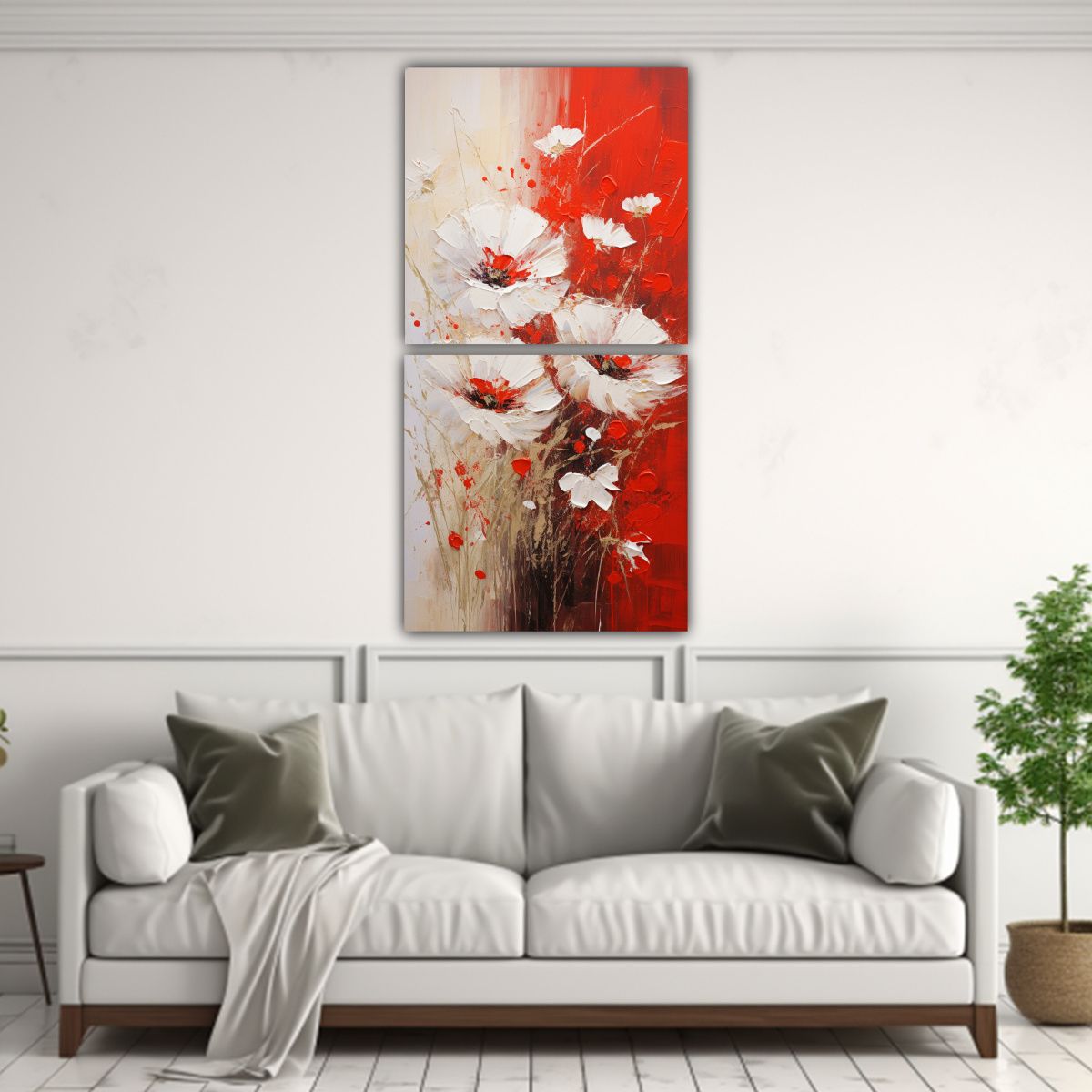GENERICO - Dos Artes Cuadro Para Comedor Pintura De Flores 70x140 Cm