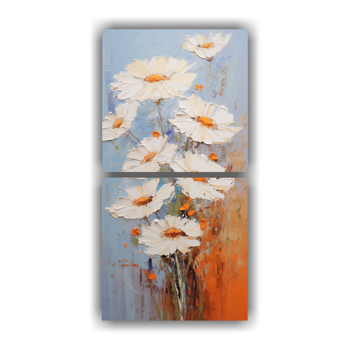 GENERICO - Cuadro Estético Inspiración A Blanco Y Naranja 80x160 Cm