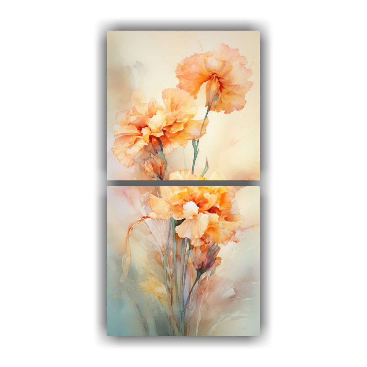 GENERICO - Set 2 Cuadros Tema Bonito Flor De Claveles 80x160 Cm