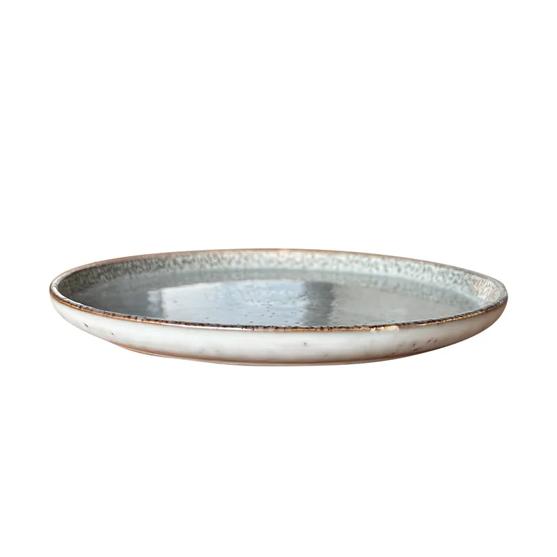 GENERICO - Set 6 Platos Redondo Ceramica 22 Cm Gris Linea Oslo