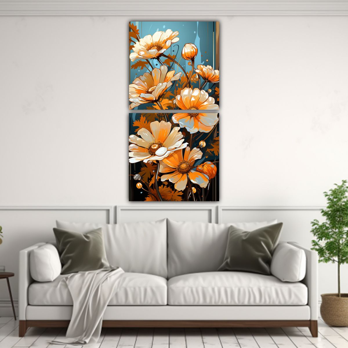 GENERICO - Pinturas Decorativas De Dos Telas En Bastidor 70x140 Cm