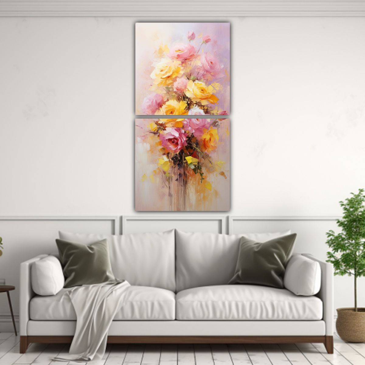 GENERICO - Pintura Sobre Lienzo De Flores Amarillas Y 80x160 Cm