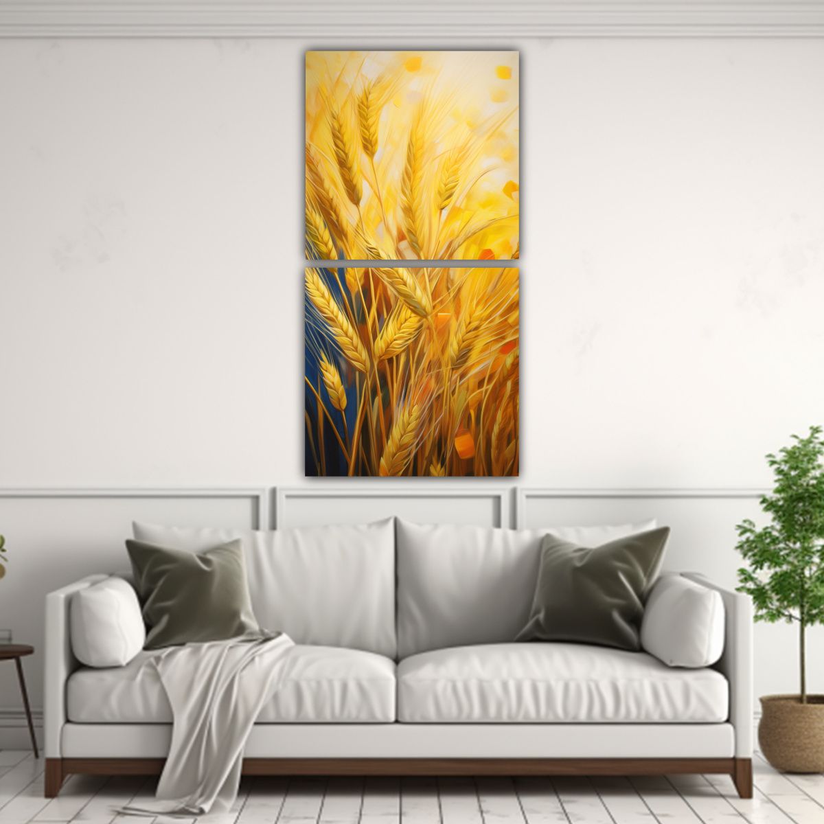 GENERICO - Pintura Abstracta De Granos De Cebada En Aceite 80x160 Cm