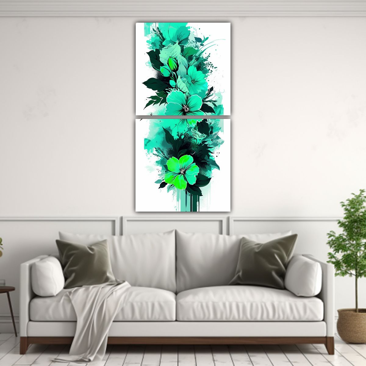 GENERICO - Paisaje Verde Y Turquesa Con Atmósfera Neonoir 80x160 Cm