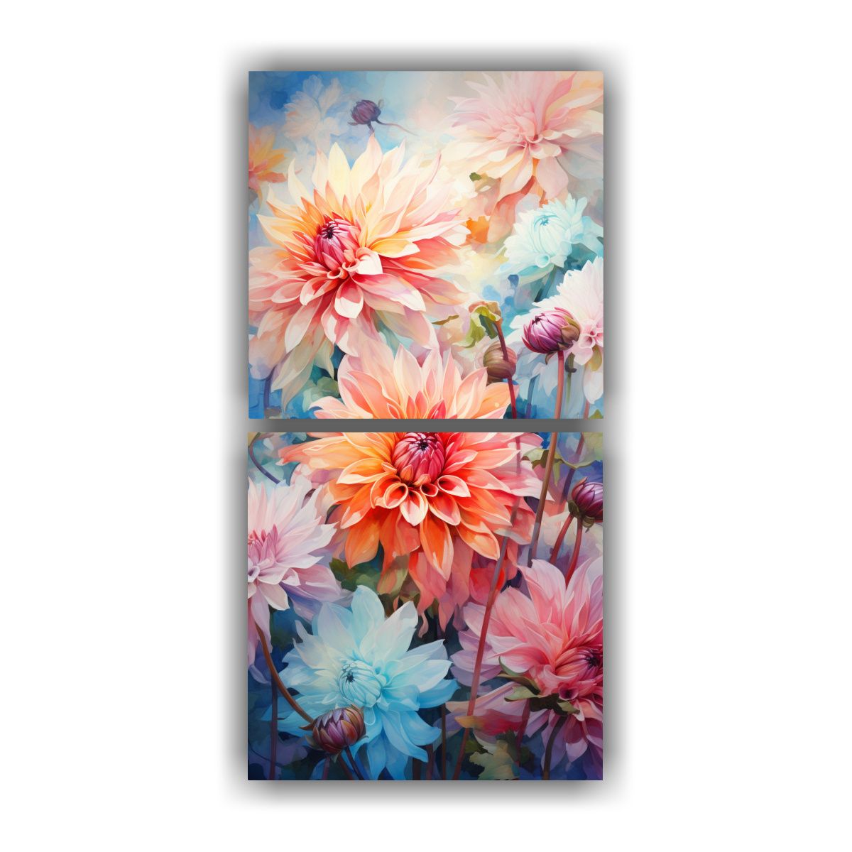 GENERICO - Pintura Abstracta De Dalias Con Colores Vibrantes 80x160 Cm