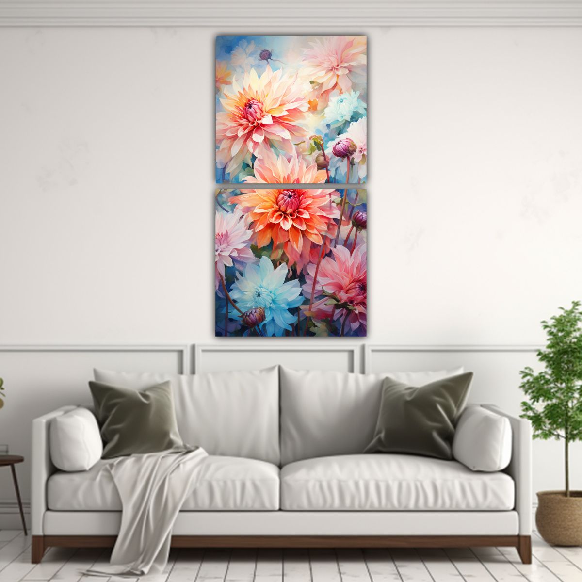 GENERICO - Pintura Abstracta De Dalias Con Colores Vibrantes 80x160 Cm