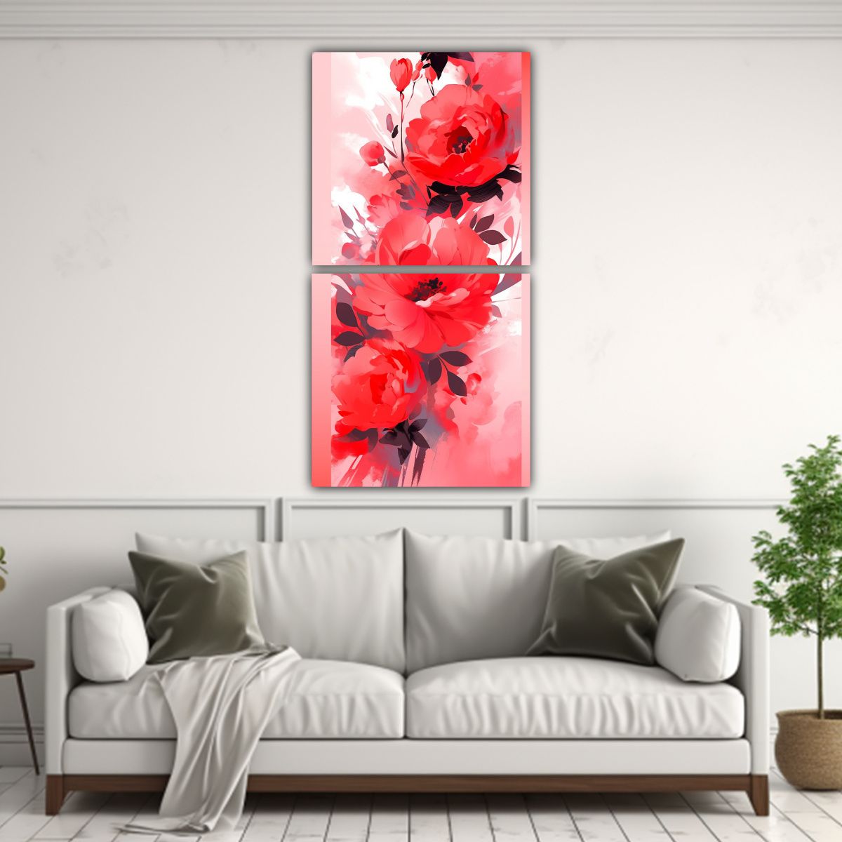 GENERICO - Conjunto 2 Acuarelas Elegantes Rojo Y Rosa 80x160 Cm