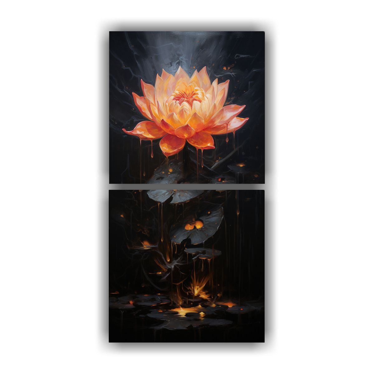 GENERICO - Pintura En Lienzo Estilo Black Lotus Para 80x160 Cm
