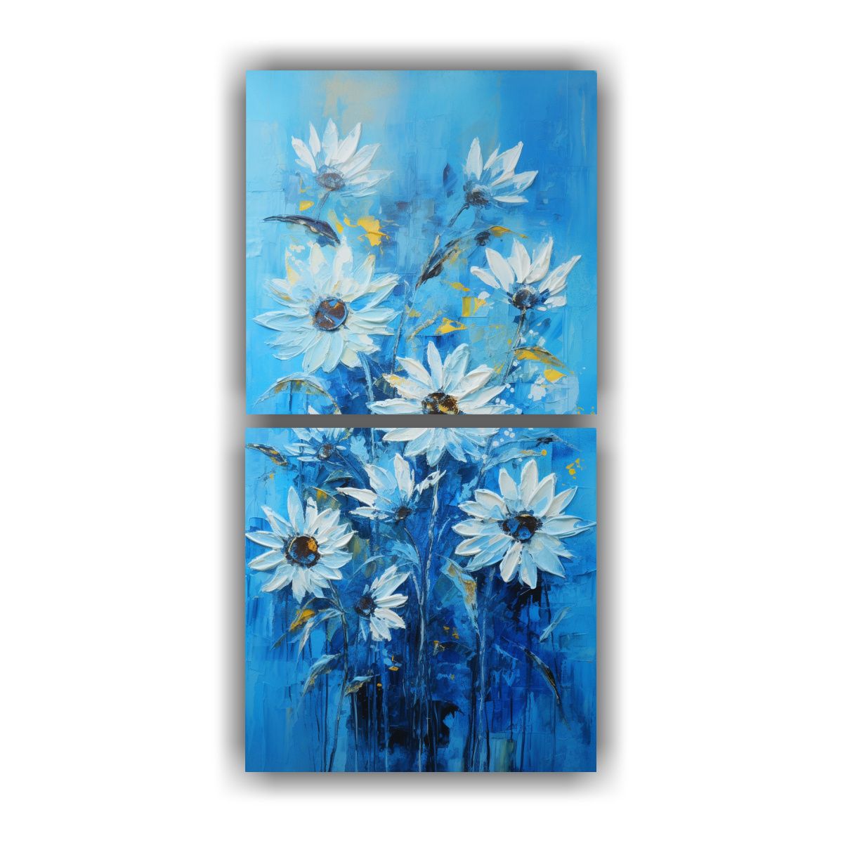 GENERICO - Cuadro Moderno Elegante De Girasoles Azules En 70x140 Cm