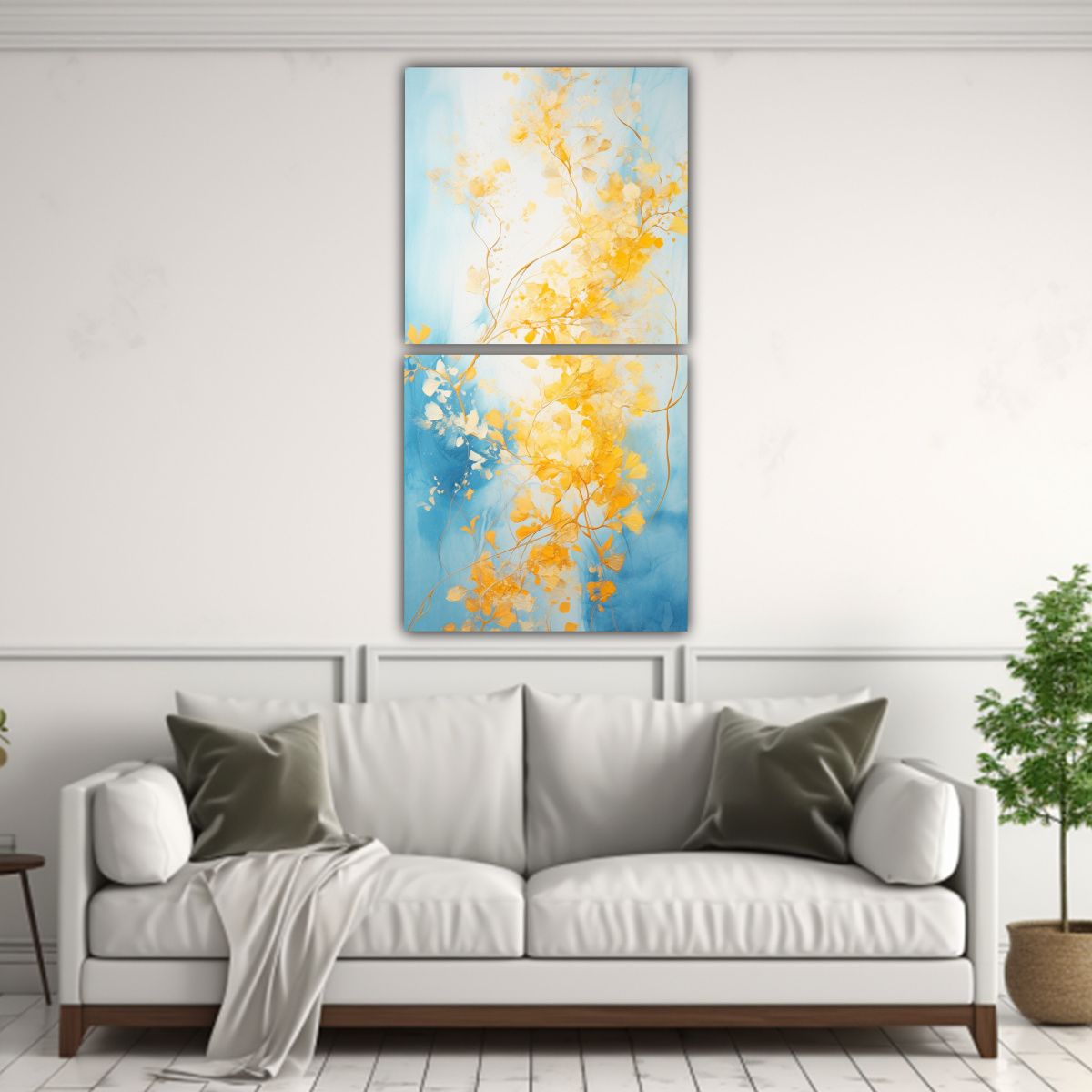 GENERICO - Cuadro De Pared En Amarillo Y Dorado Estilo 80x160 Cm