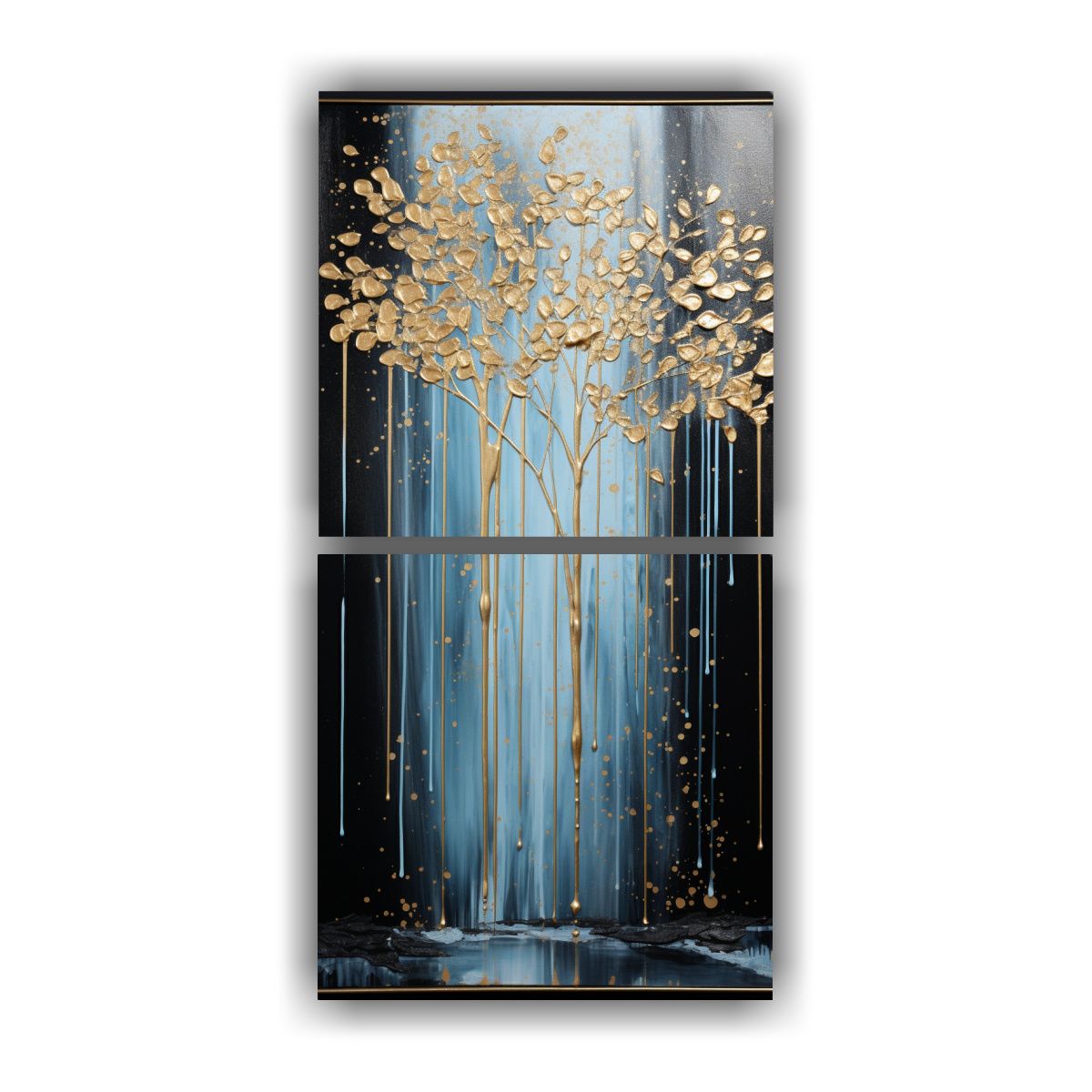 GENERICO - Set 2 Lienzos Impreso Exuberantes En Negro Y 80x160 Cm