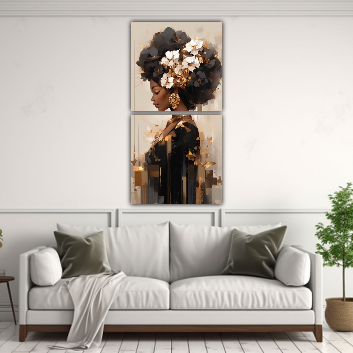 GENERICO - Pintura De Flores En Lienzo Intenso A Dorado Y 80x160 Cm
