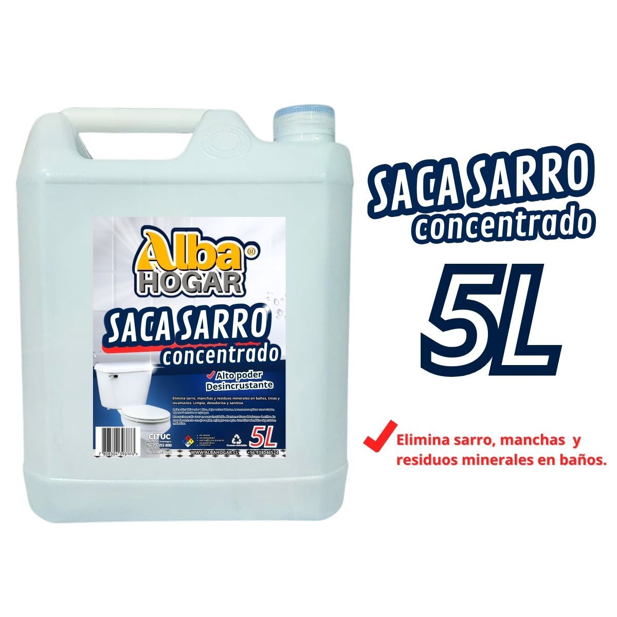 GENERICO - Desincrustante Saca Sarro Concentrado Alba Hogar Antisarro 5 Litros