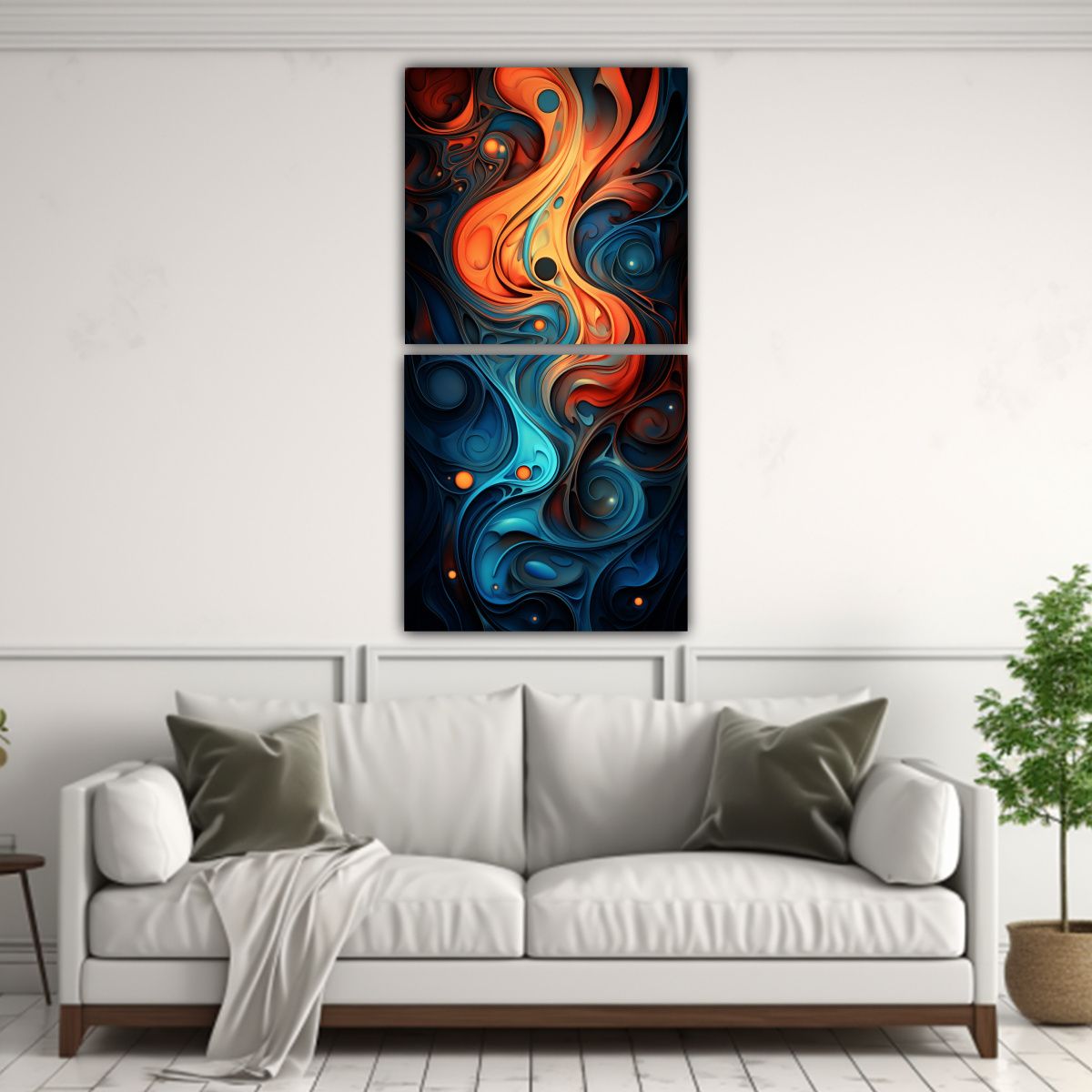 GENERICO - Dos Lienzos De Tela Abstractos Con Tonos 80x160 Cm