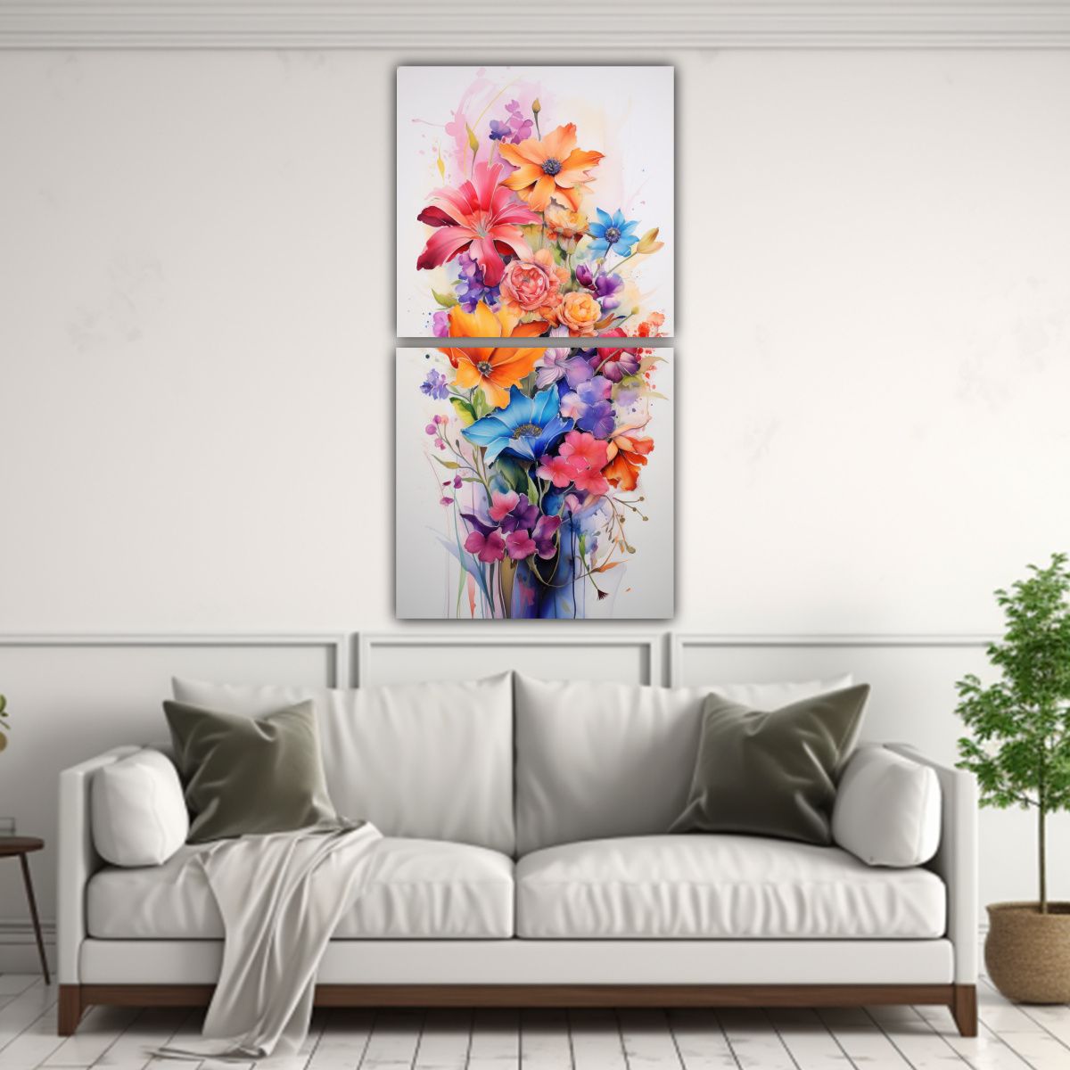 GENERICO - Cuadros Decorativos De Acuarelas Abstractas Con 70x140 Cm