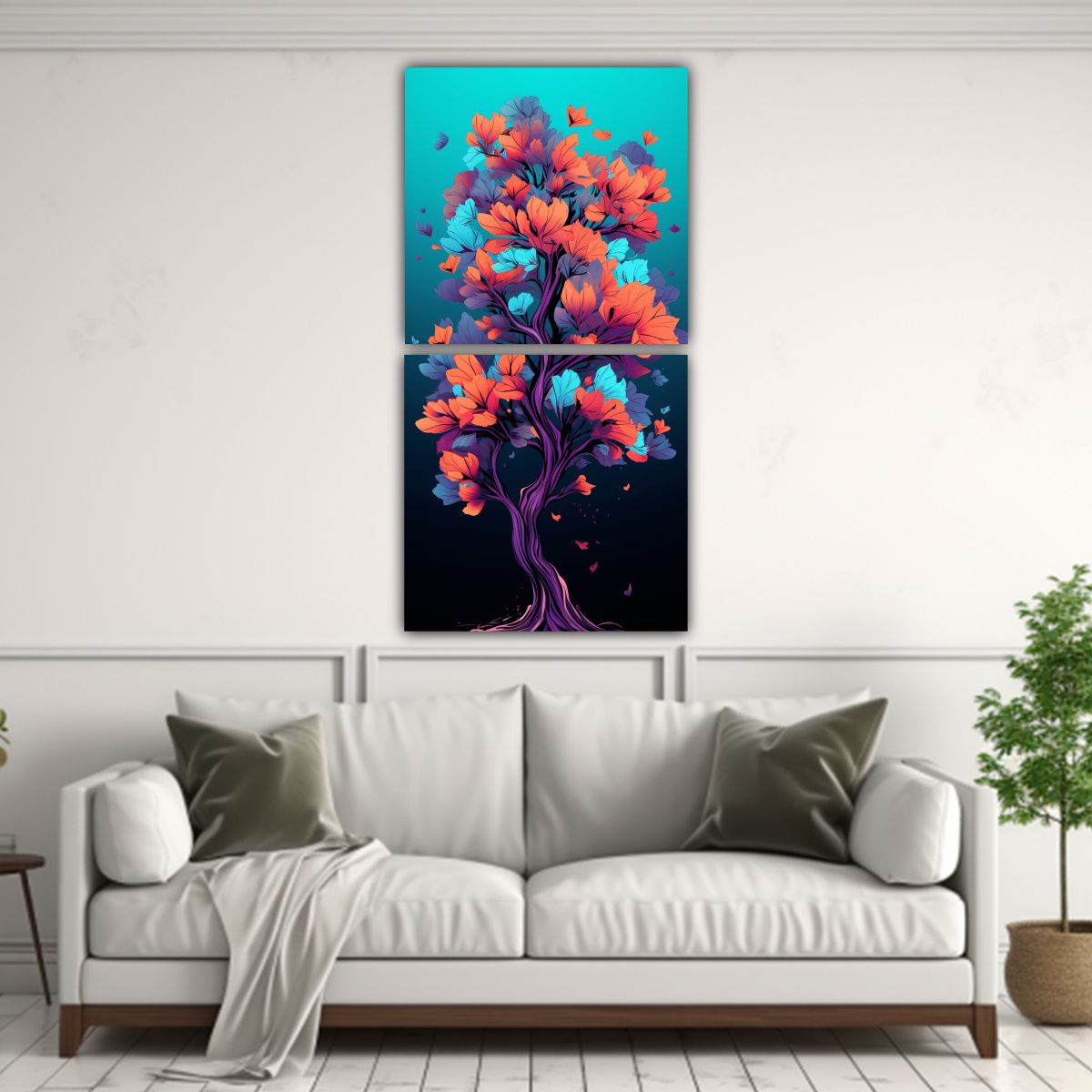 GENERICO - Pinturas Innovadoras De árbol Naranja En Colores 70x140 Cm