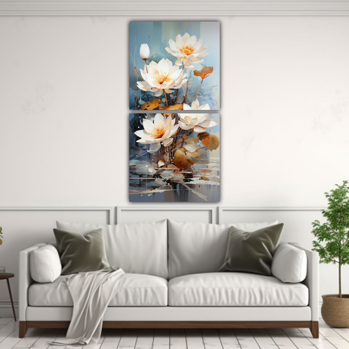 GENERICO - Pintura Abstracta Al Agua Relieve De Flor De Loto 80x160 Cm