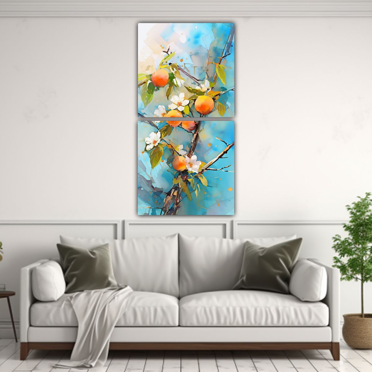 GENERICO - Pintura Acuarela Abstracta De Colores Melocotón 70x140 Cm