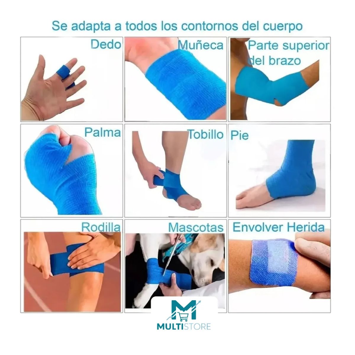 GENERICO - Pack X12 Venda Coban Cinta Para Vendaje Deportes 75mm X450cm  Blanco