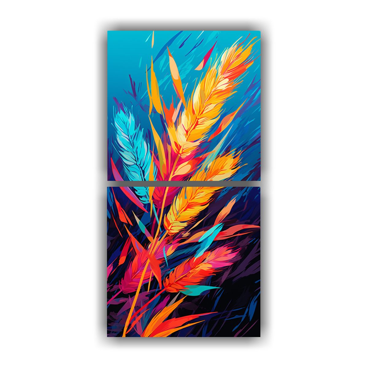 GENERICO - Cuadros De Decoración Con Dos Telas En Bastidor 70x140 Cm