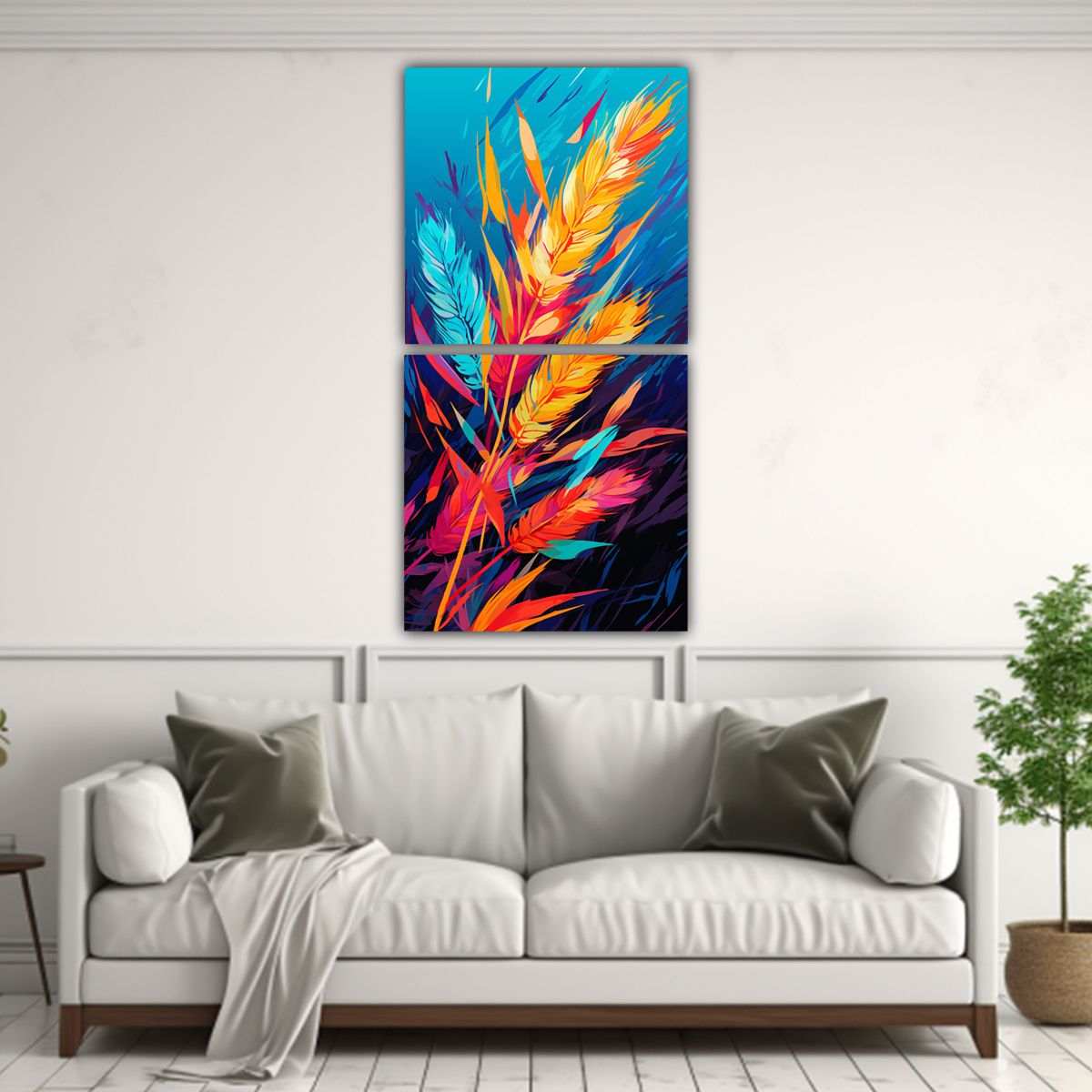 GENERICO - Cuadros De Decoración Con Dos Telas En Bastidor 70x140 Cm