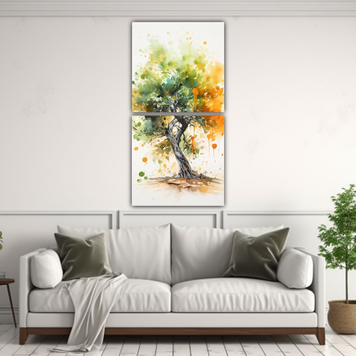 GENERICO - Dos Lienzos Mural Espectacular Con Árbol De 70x140 Cm