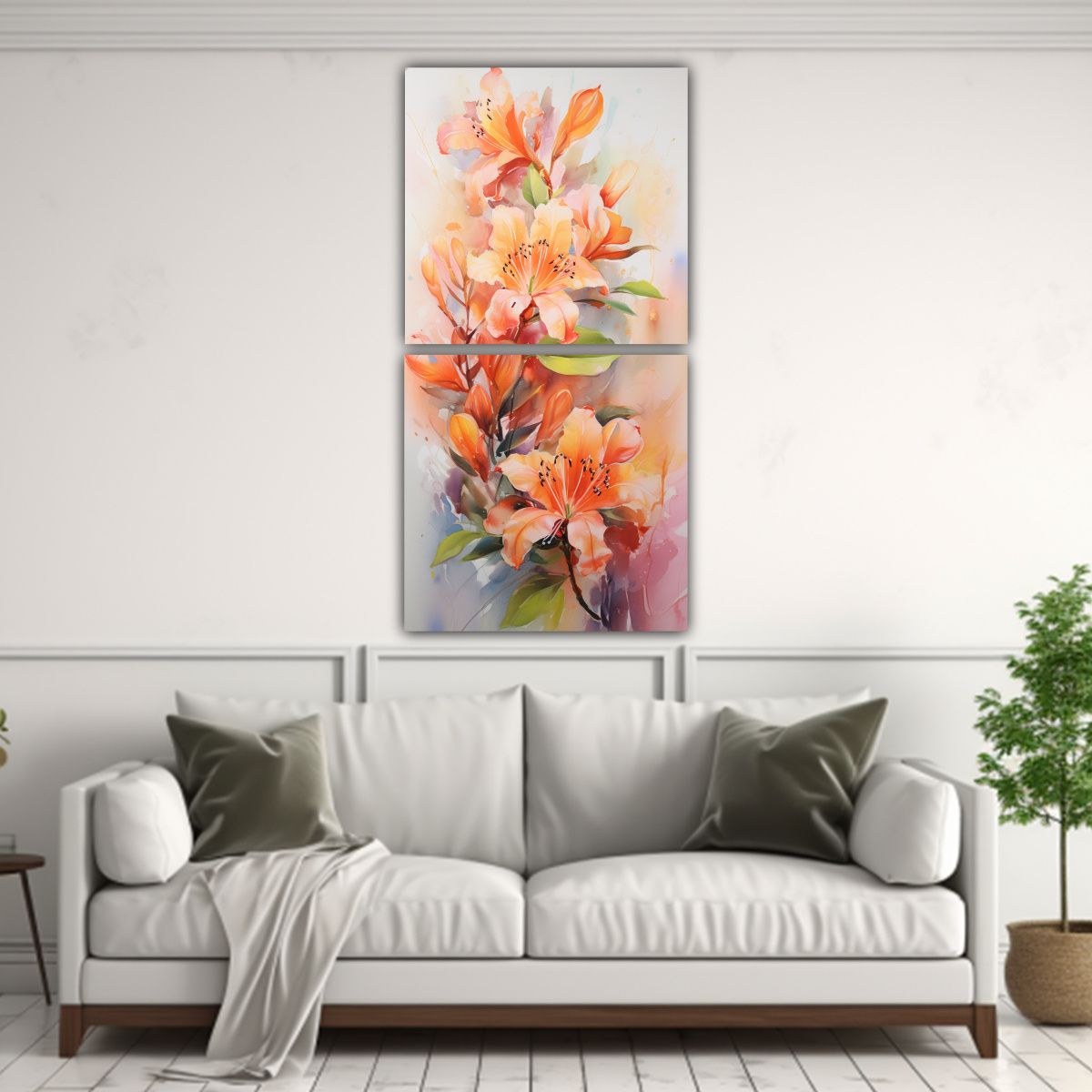 GENERICO - Dos Composiciones Hermosas De Escena De Flores De 70x140 Cm