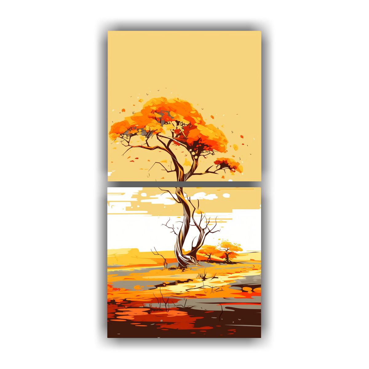 GENERICO - Pintura De Decoración Temática De Dos Lienzos 80x160 Cm